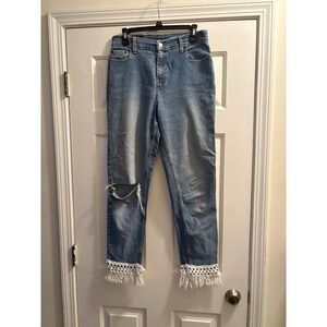 Levi 550 Women's Size 8 Jeans Distress Fringe On Bottom Legs Upcycle 29x29